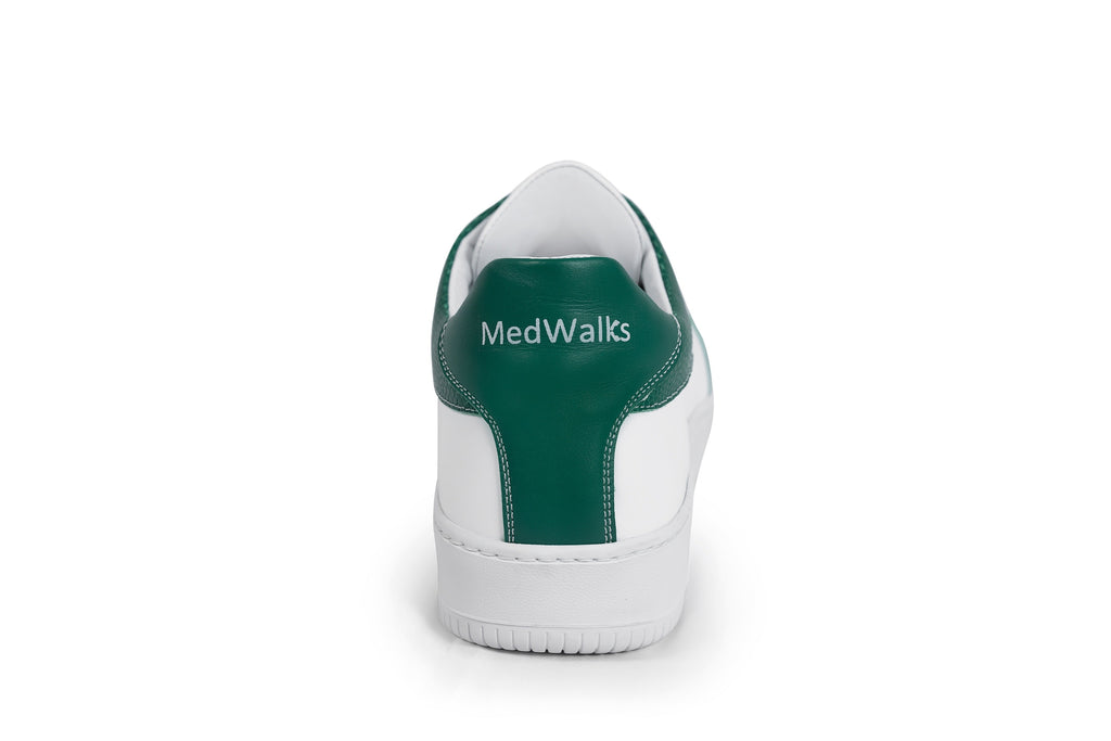 Medwalks Handmade Green and White Sneakers